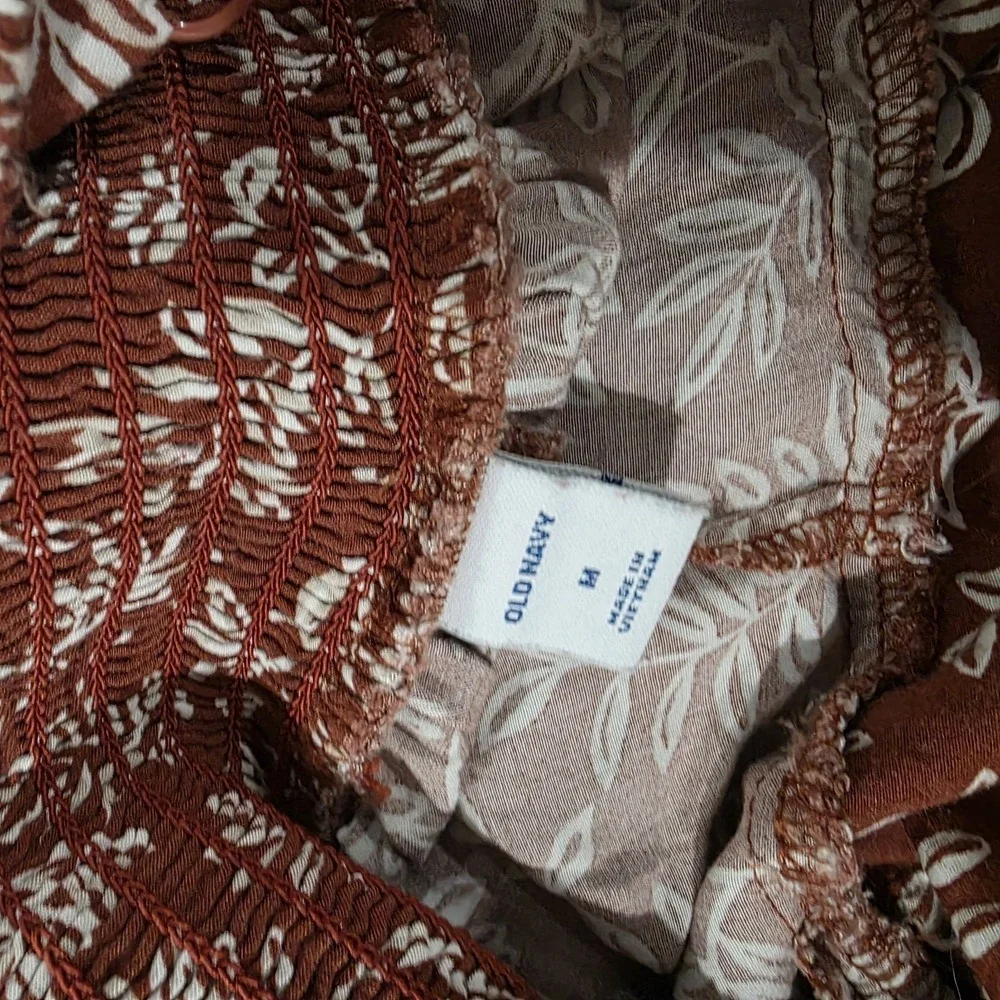 Old‎ Navy Womens Jumpsuit Medium Floral Burnt Orange Tropical Summer Vacation - Picture 8 of 9